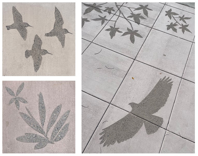 Sandblasting designs_group Public artwork by Artist Vanessa Marsh for the Hesperian Boulevard Corridor Improvement Project