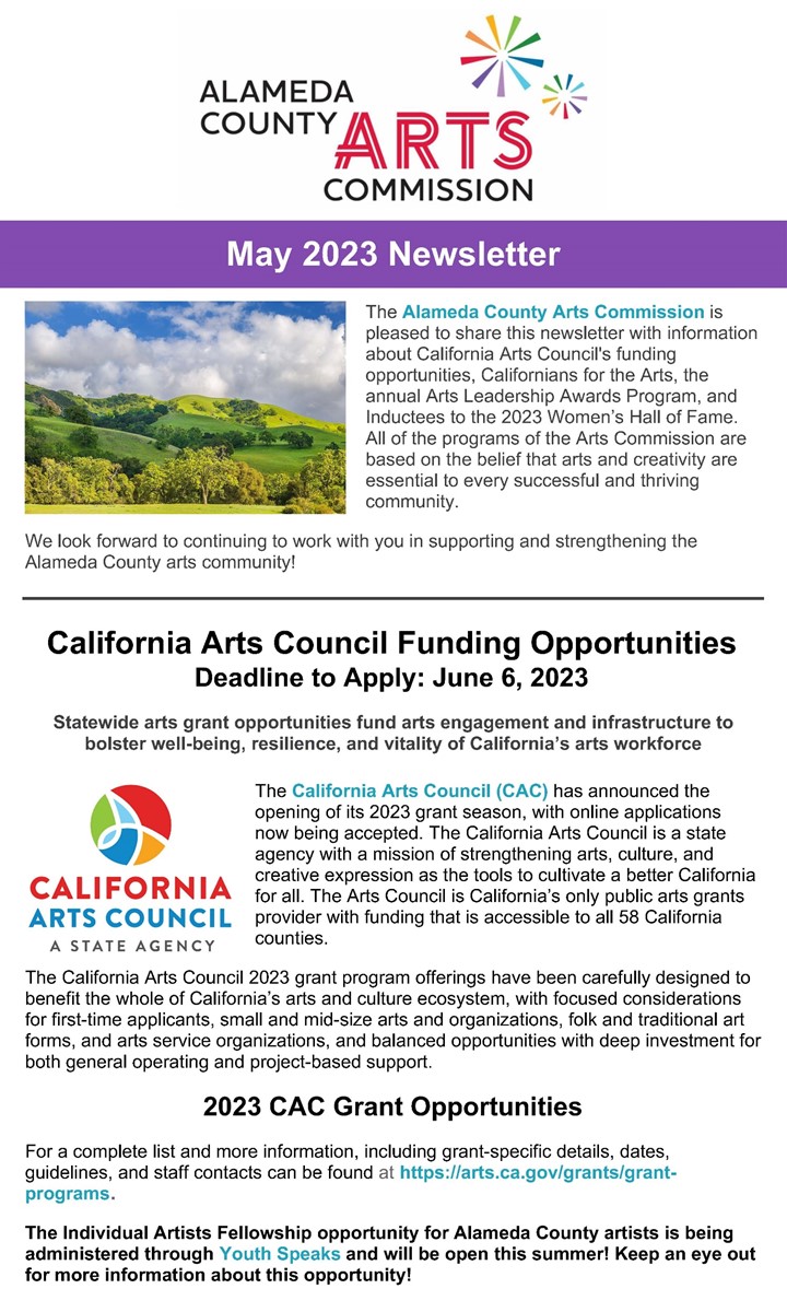 Screenshot of May 2023 Newsletter first page