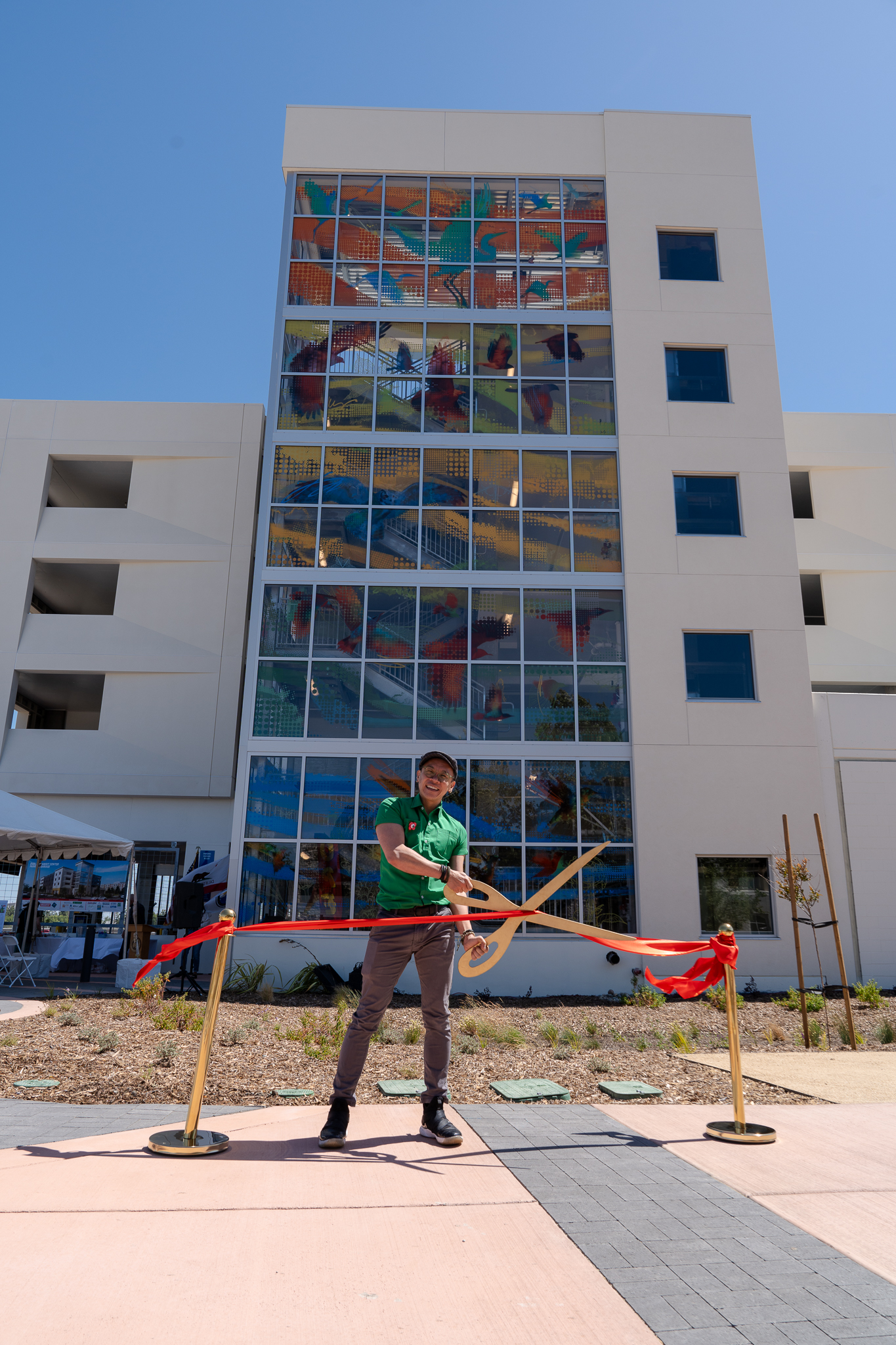 Dublin Transit Center Art Dedication-42 Artist Phillip Hua at the Dublin Transit Center Parking Garage Grand Opening and Ribbon Cutting Event. Photo by Ryan Moran.
